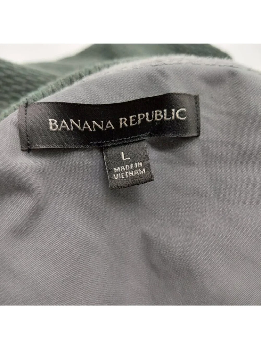 Banana Republic Henley Waffle Knit Sweater Shirt Size Large Green Snap Vintage